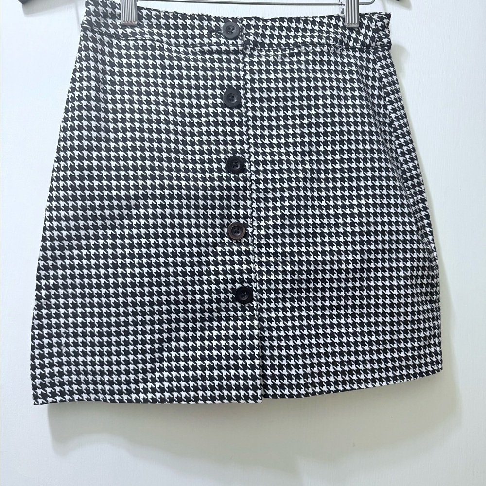 Like an Angel Houndestooth Button Up Skirt